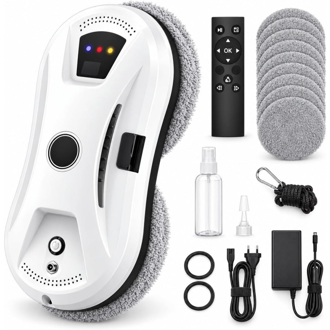 Ce robot nettoyeur de fenetres associe le deplacement sur la vitre et le nettoyage des surfaces vitrees