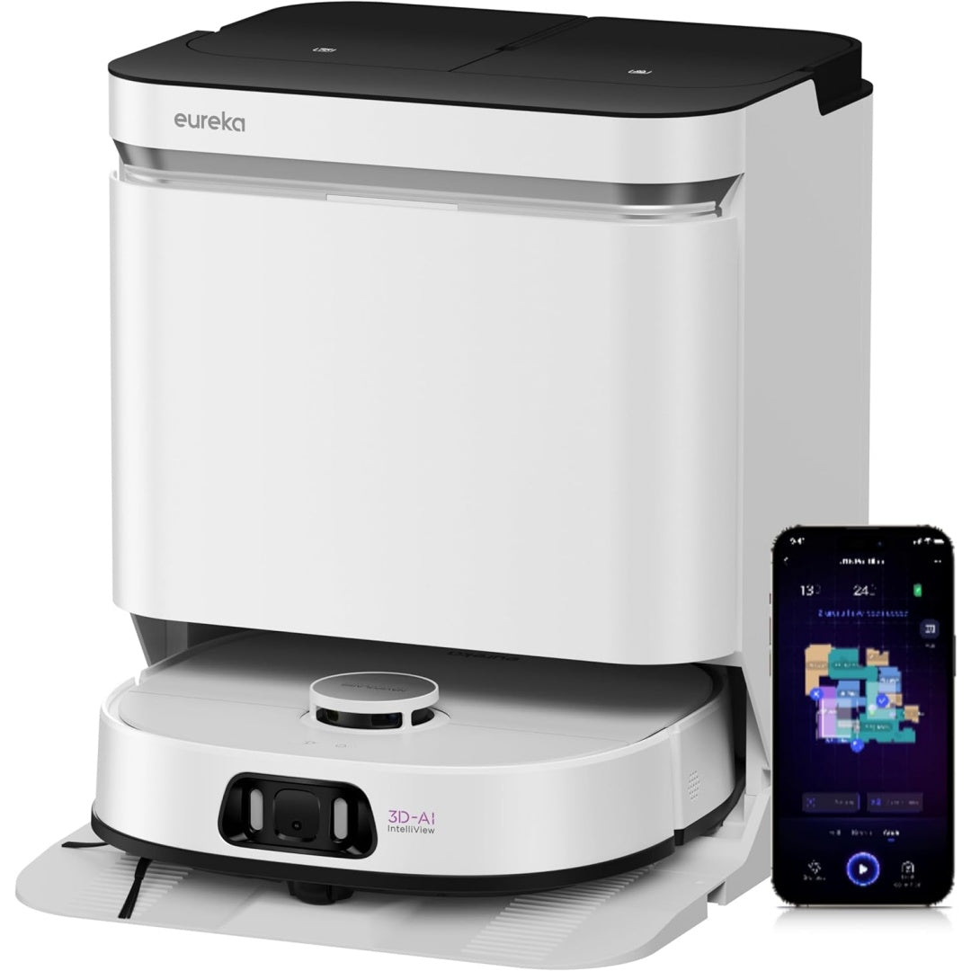 Ensemble robot et base de lavage alliant une brosse anti emmelement et une cartographie des pieces