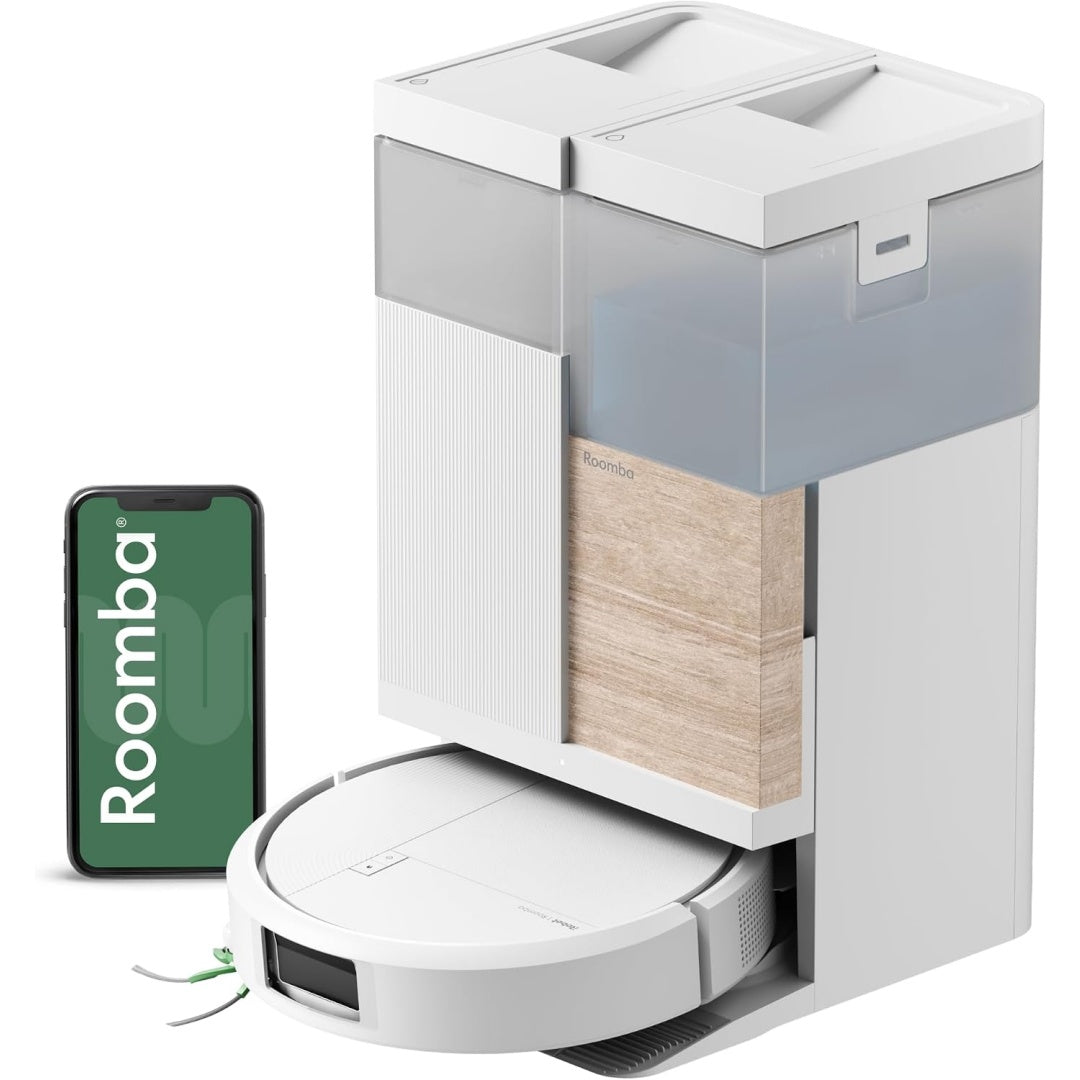 Ensemble robot et station de lavage avec le nettoyage des tissus, coloris blanc